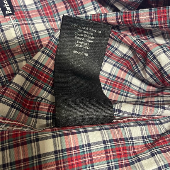 Barbour Men's Red White Plaid Cotton Tailored Fit Button Up Shirt XXL NWT - Picture 7 of 11